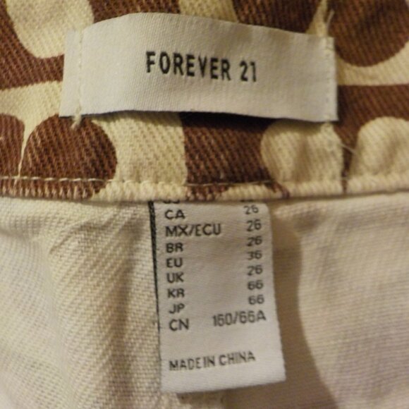 Forever 21 Brown and Cream Floral Straight Leg Jeans - Picture 3 of 5